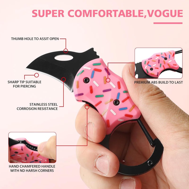 COOL PARD EDC Donut Folding Pocket Utility Knife,1.34''Blade Small EDC Knife,Pink Pocket Knife for Women Men,Cute Folding Knife Box Cutter，Perfect Christmas Gift for Women（Donut） - Image 5
